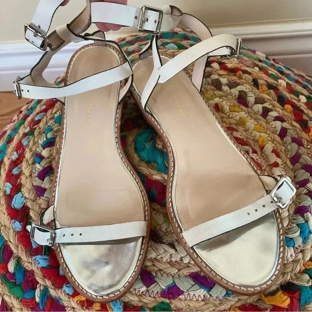 Loeffler Randall White Leather Ankle Strap Sandals